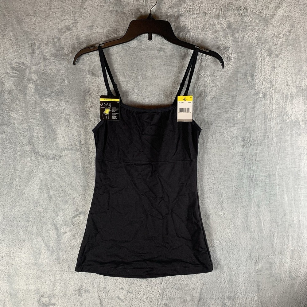 Maidenform Women's Tank Top Shapewear M Black Straps Tummy Shaping Longer Length